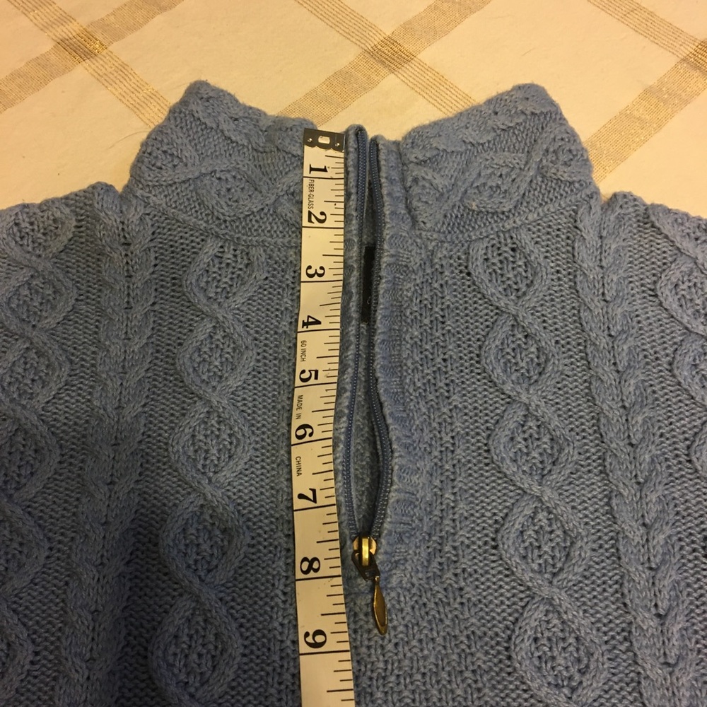 NORTHCREST LG CORNFLOWER BLUE QUARTER ZIP SWEATER WITH BEAUTIFUL PATTERNS - Picture 5 of 8